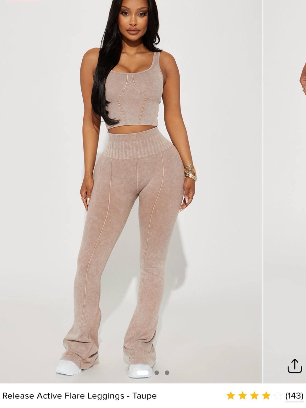 Taupe Active Flare Leggings set - Seamless High-Waist